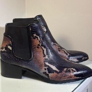 Donald Pliner Snakeskin Faux Leather Ankle Boots, Size US 8.5